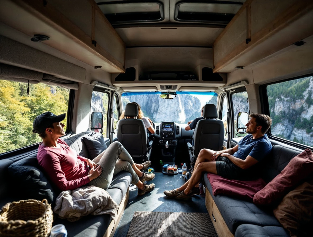 8C – Resting inside between hikes-National Park & Scenic Canyon Road Trips: Why a Chauffeured Sprinter Van Is the Best Basecamp