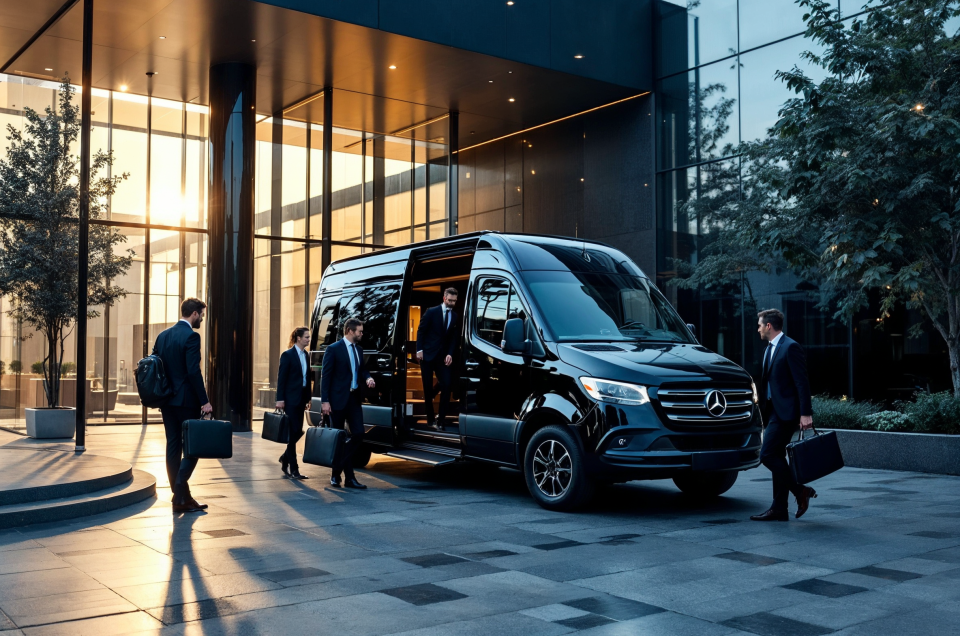 9A – Executive arrival at office or hotel-Executive Sprinter Vans for Meetings and Offsites: A Corporate Travel Playbook